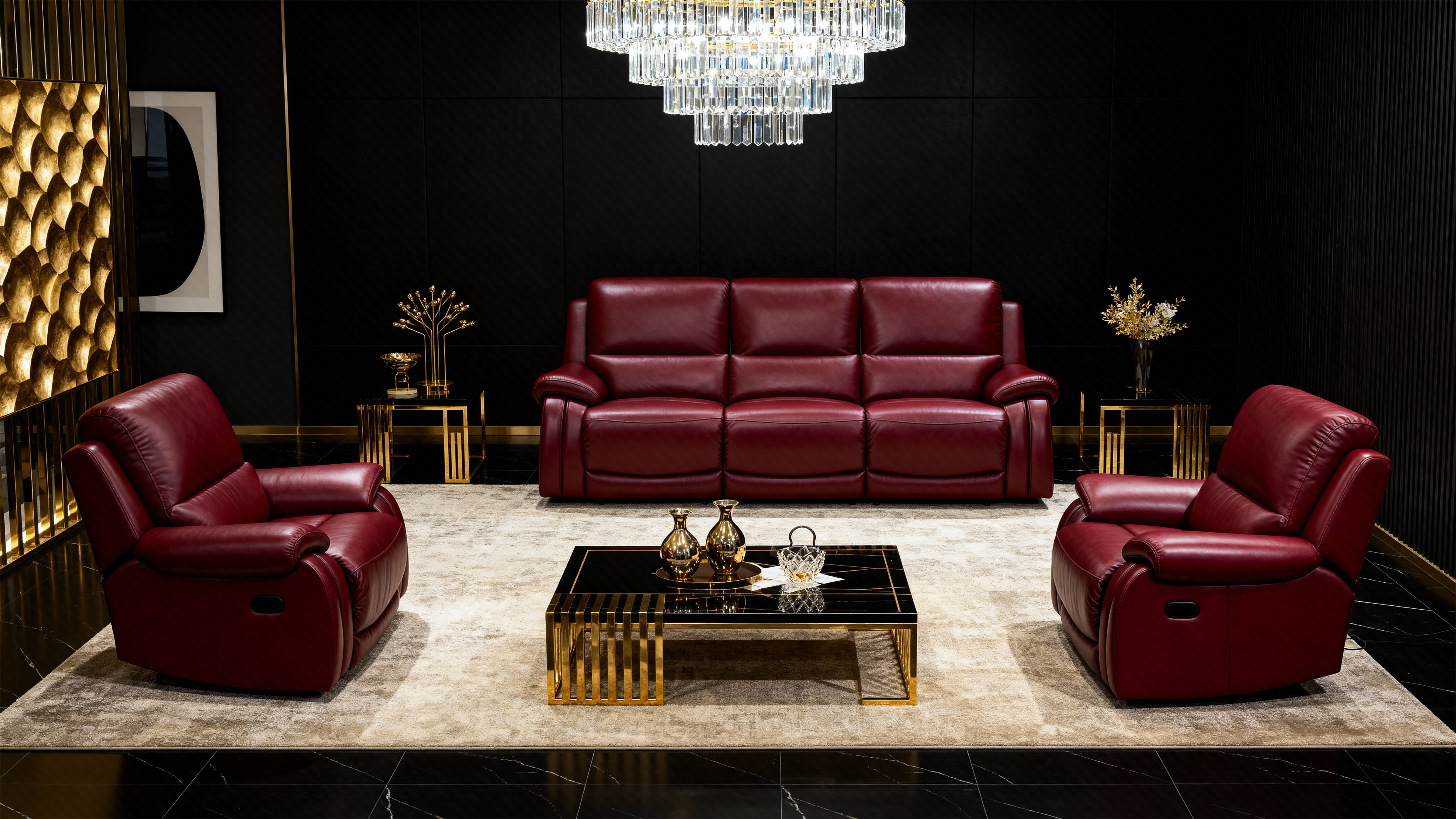 Functional Reclining Leather Sofa