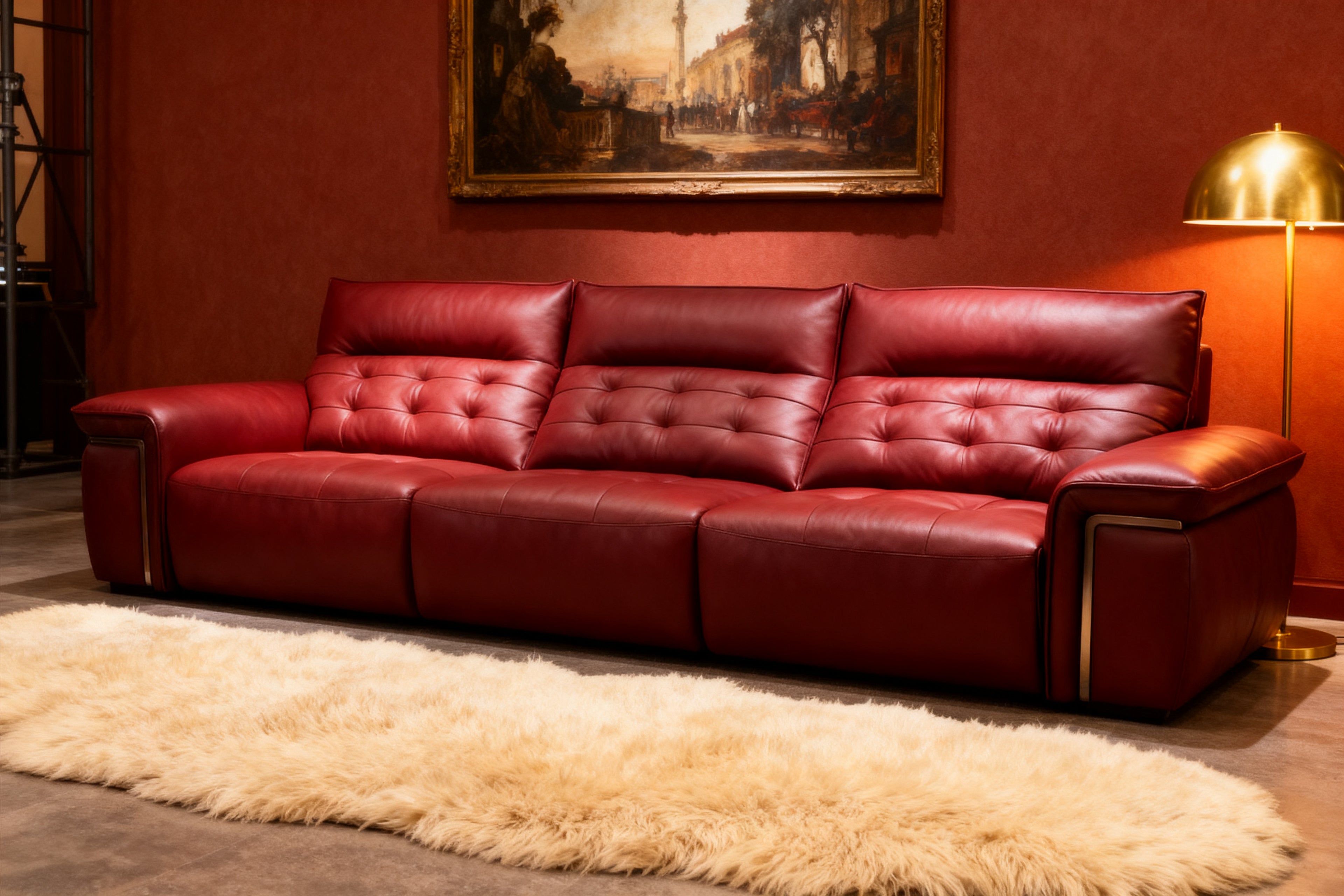 Modern Leather Sofa Set with Adjustable Recliners-5