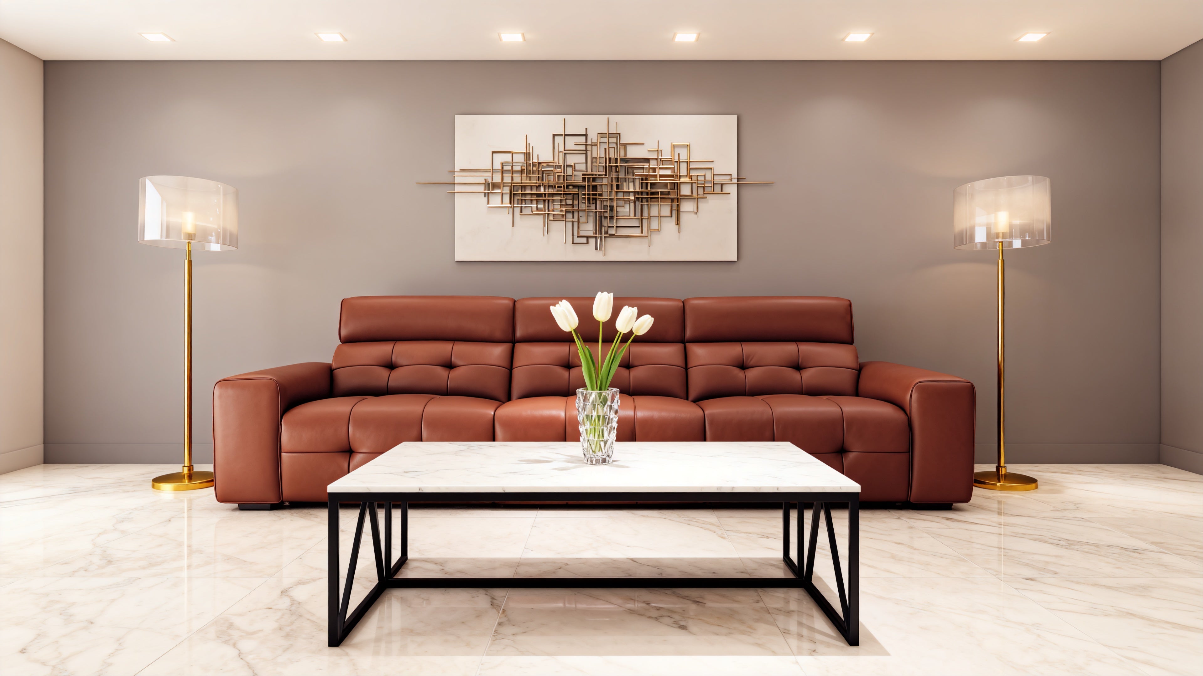 Luxurious Leather Sofa with Modern Design-8