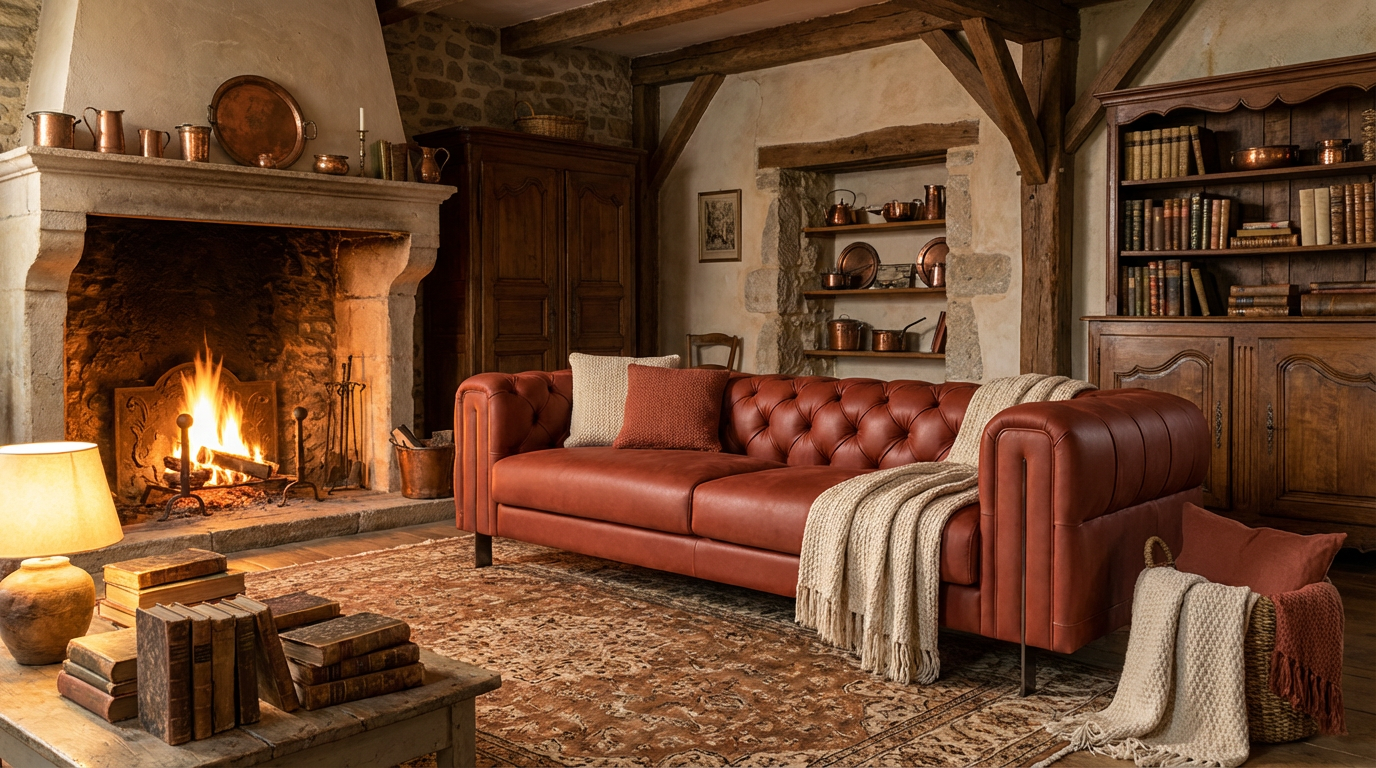 Classic 4-Seat Chesterfield Sofa -8