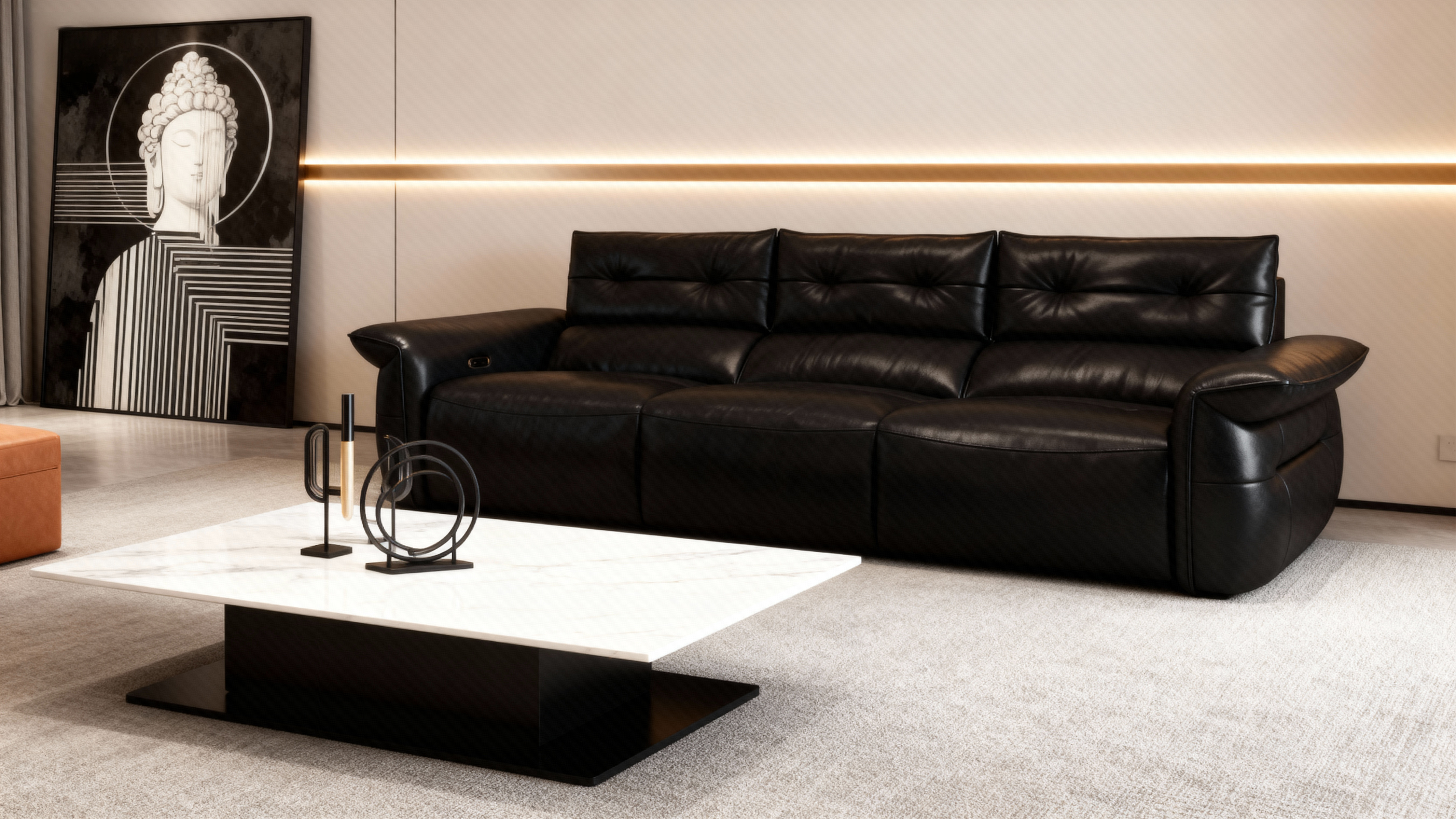 Modern Leather Recliner Sofa-6