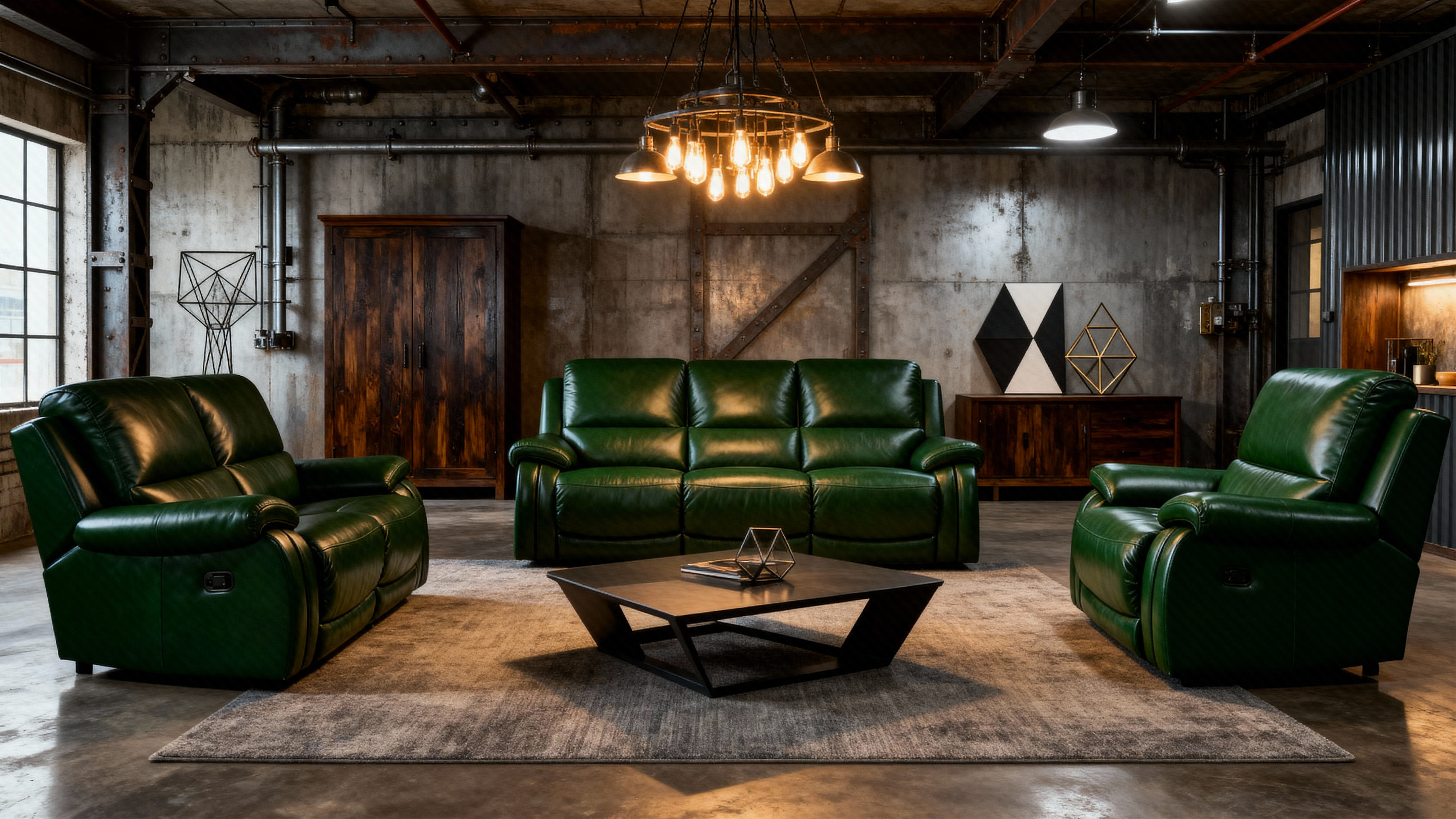 Functional Reclining Leather Sofa