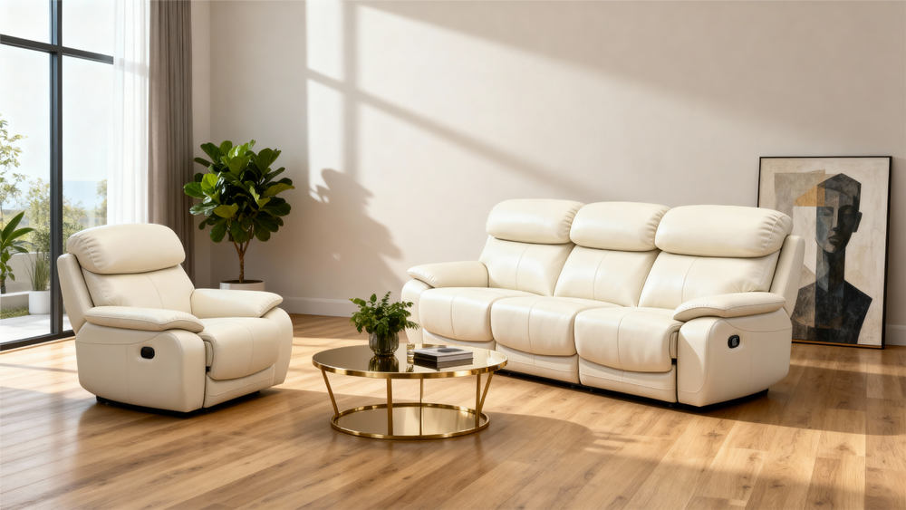 Leather Reclining Sofa Set-6