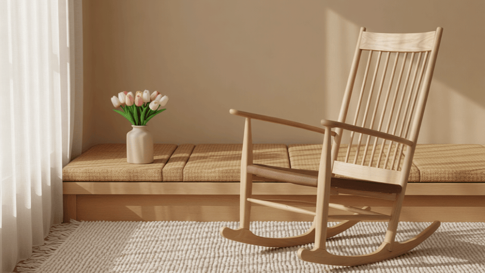 Natural Wood Rocking Chair-3