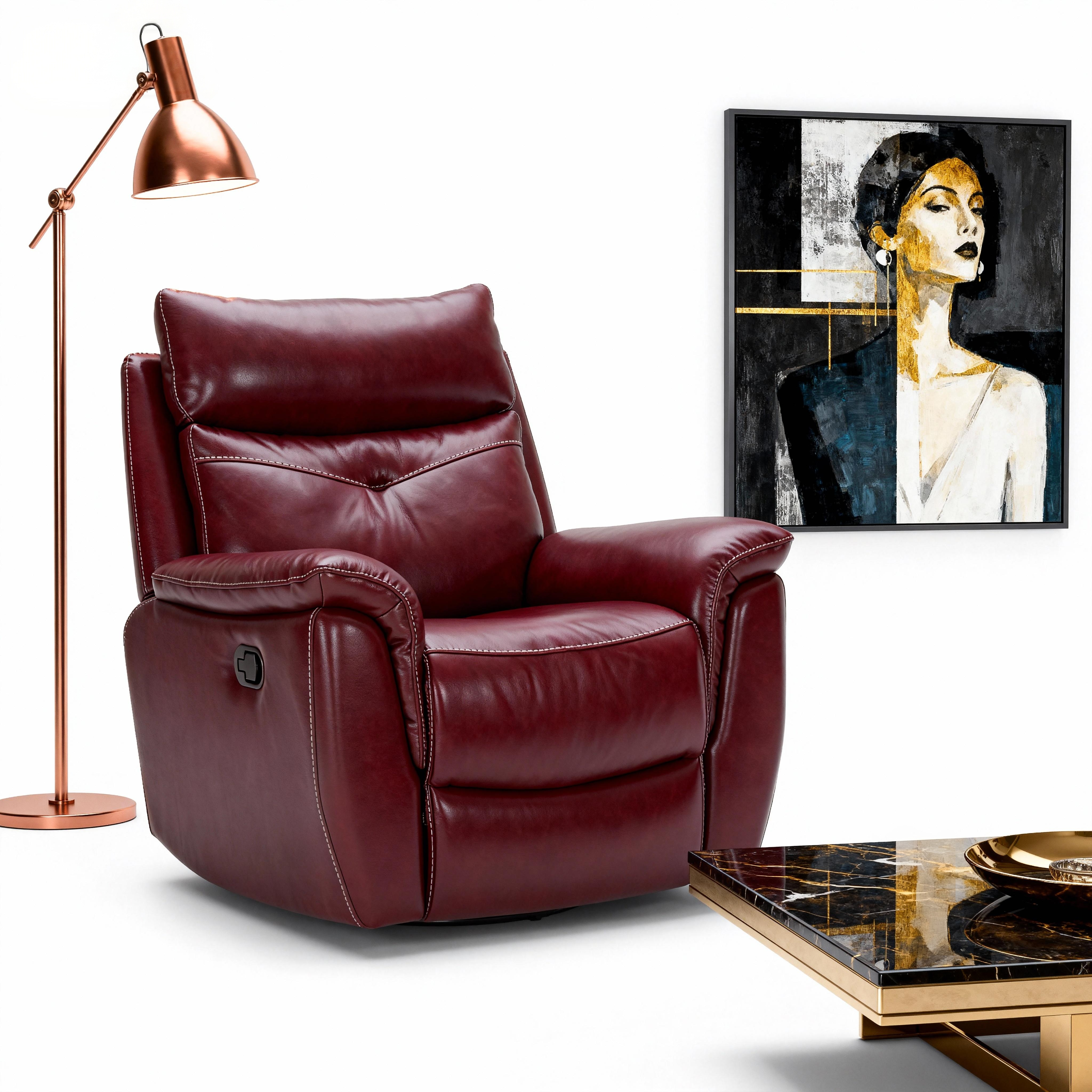 Luxurious Leather Recliner Chair with Adjustable Headrest-3