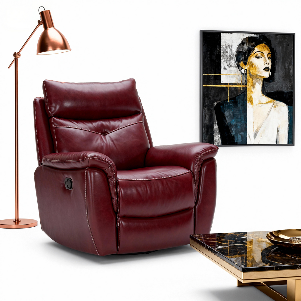 Luxurious Leather Recliner Chair with Adjustable Headrest-3