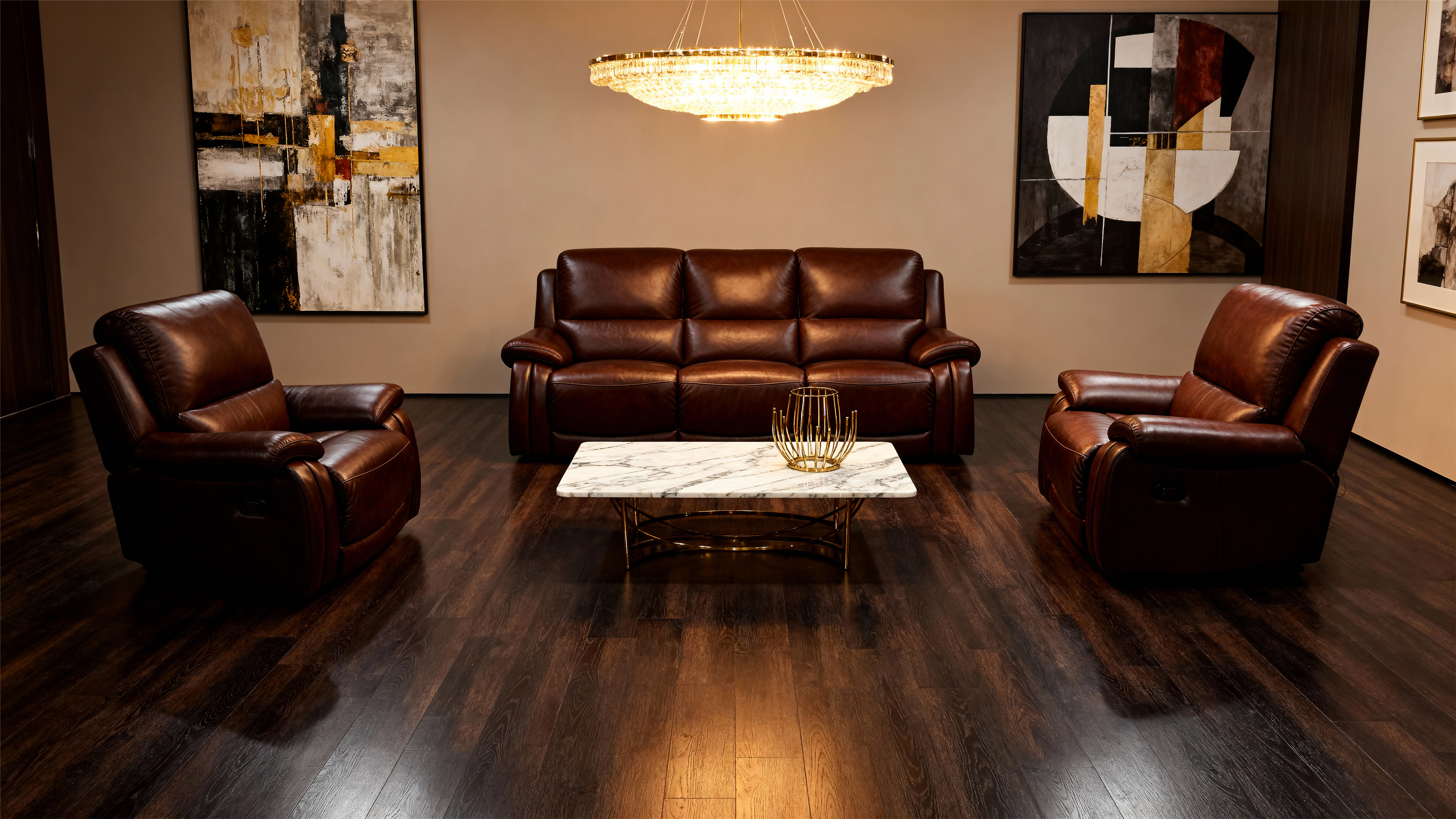 Functional Reclining Leather Sofa