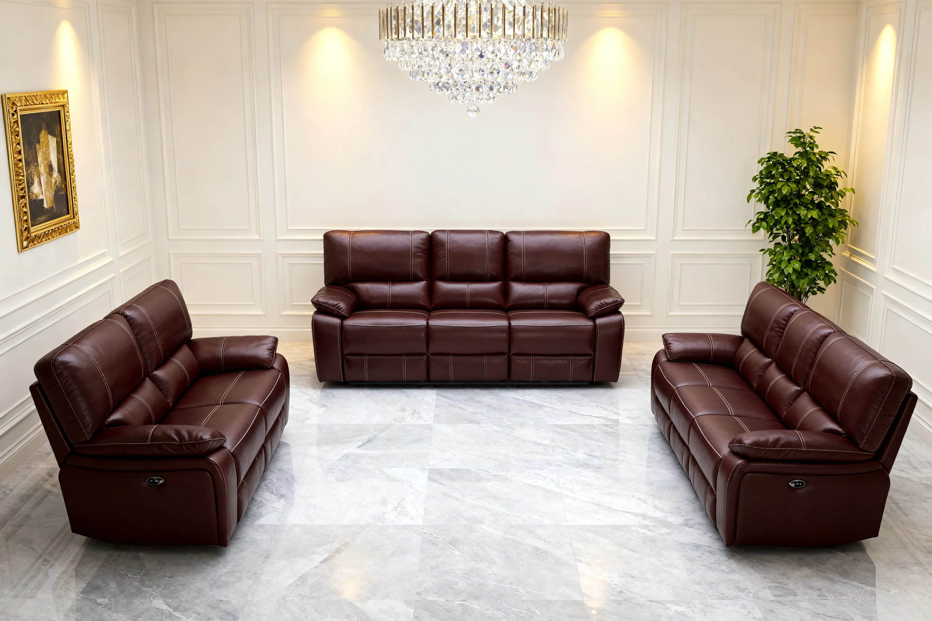 Customizable Reclining Leather Sofa