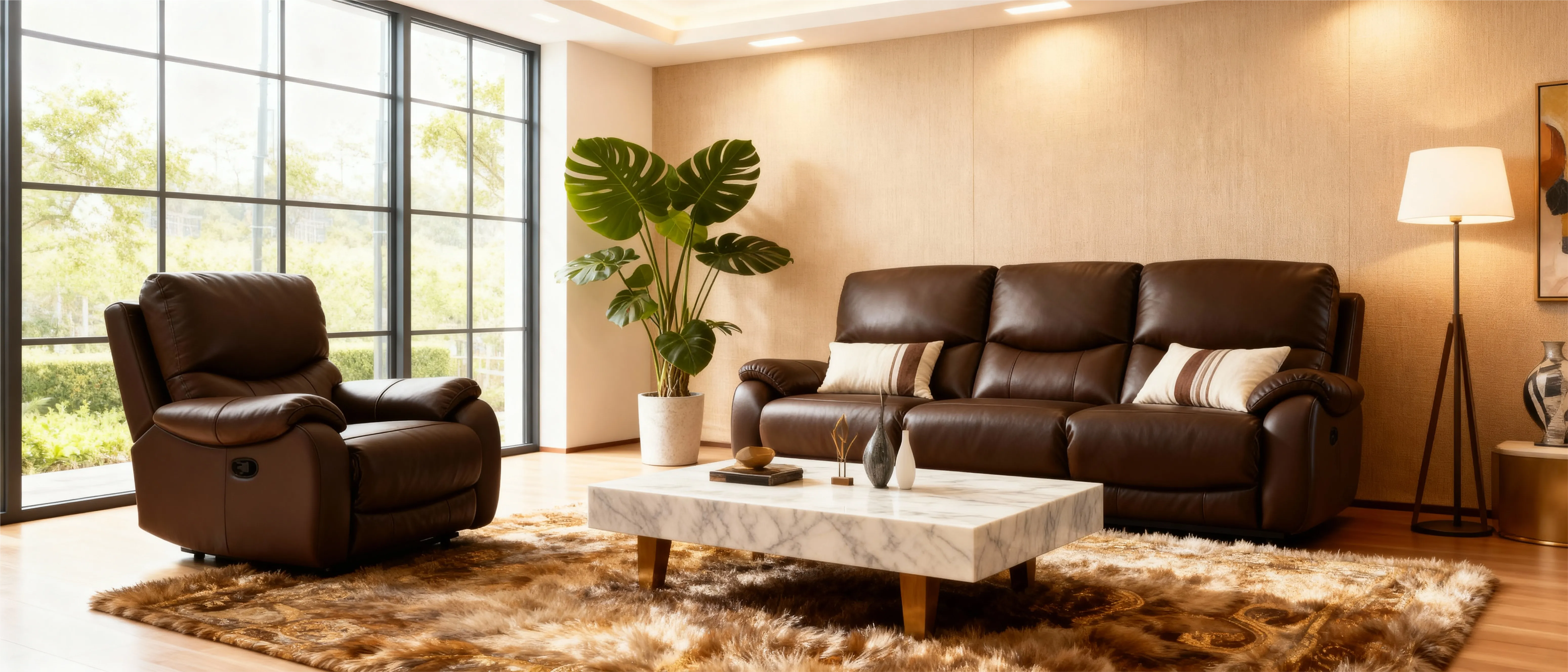 Luxury Custom Leather Reclining Sofa