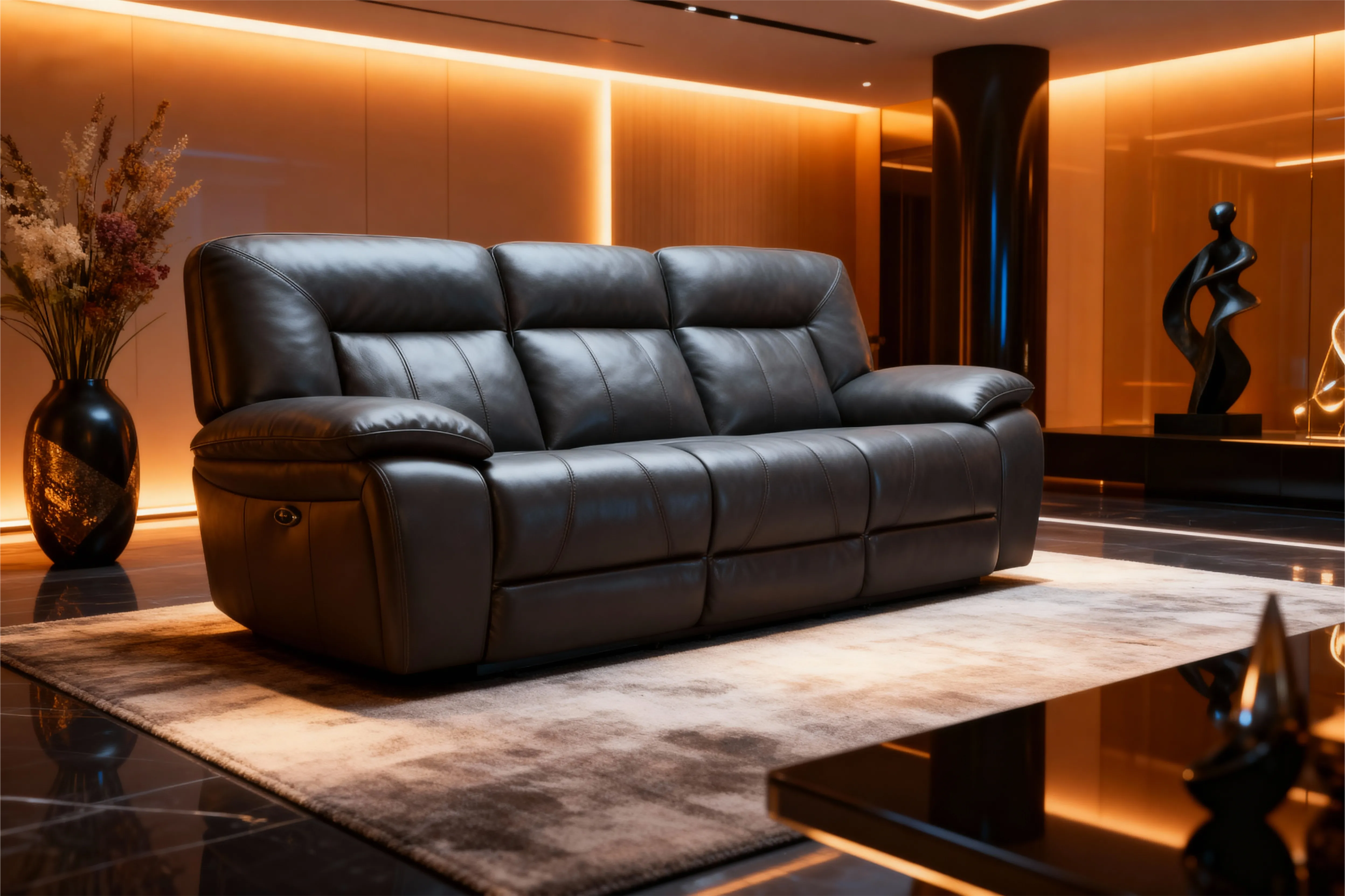 Customizable  Leather Corner Reclining Sofa-3