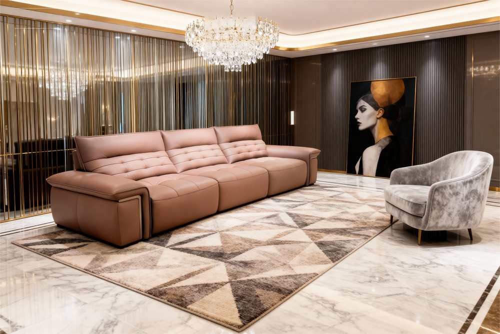 Modern Leather Sofa Set with Adjustable Recliners-7