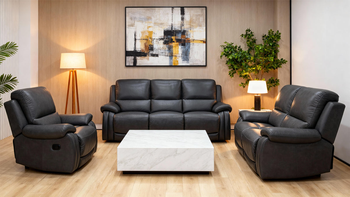 Functional Reclining Leather Sofa