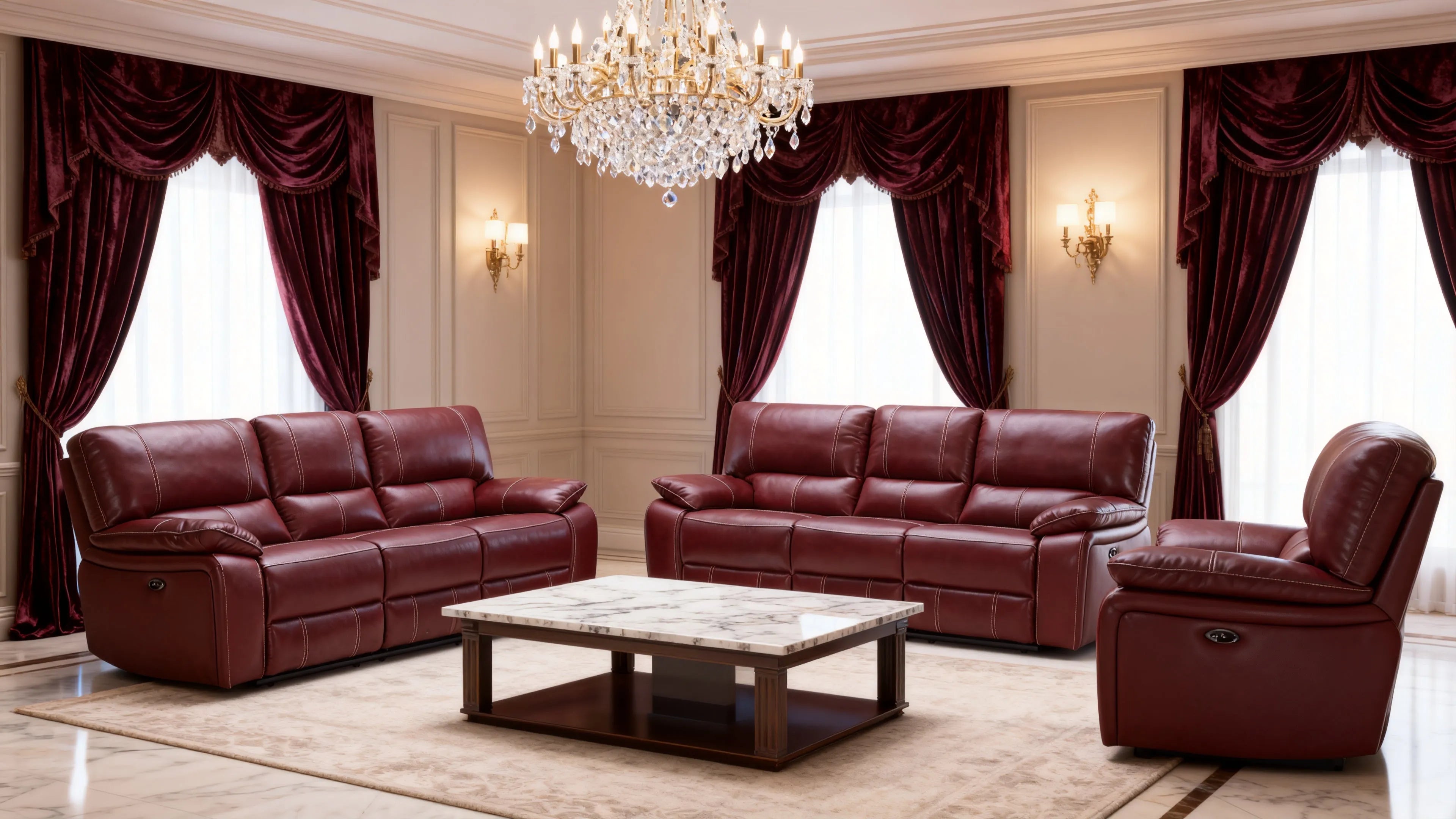 Customizable Reclining Leather Sofa