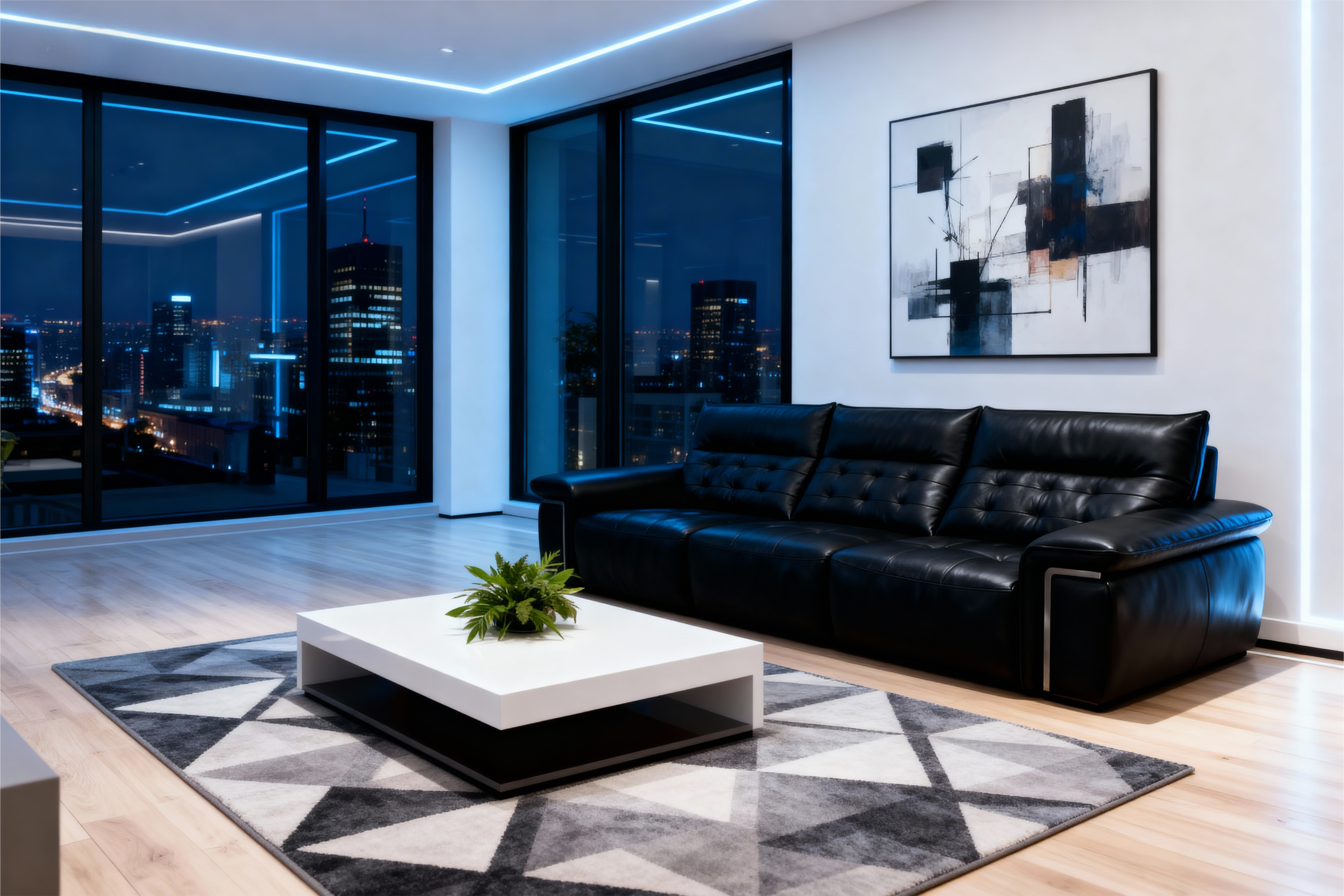 Modern Leather Sofa Set with Adjustable Recliners-8