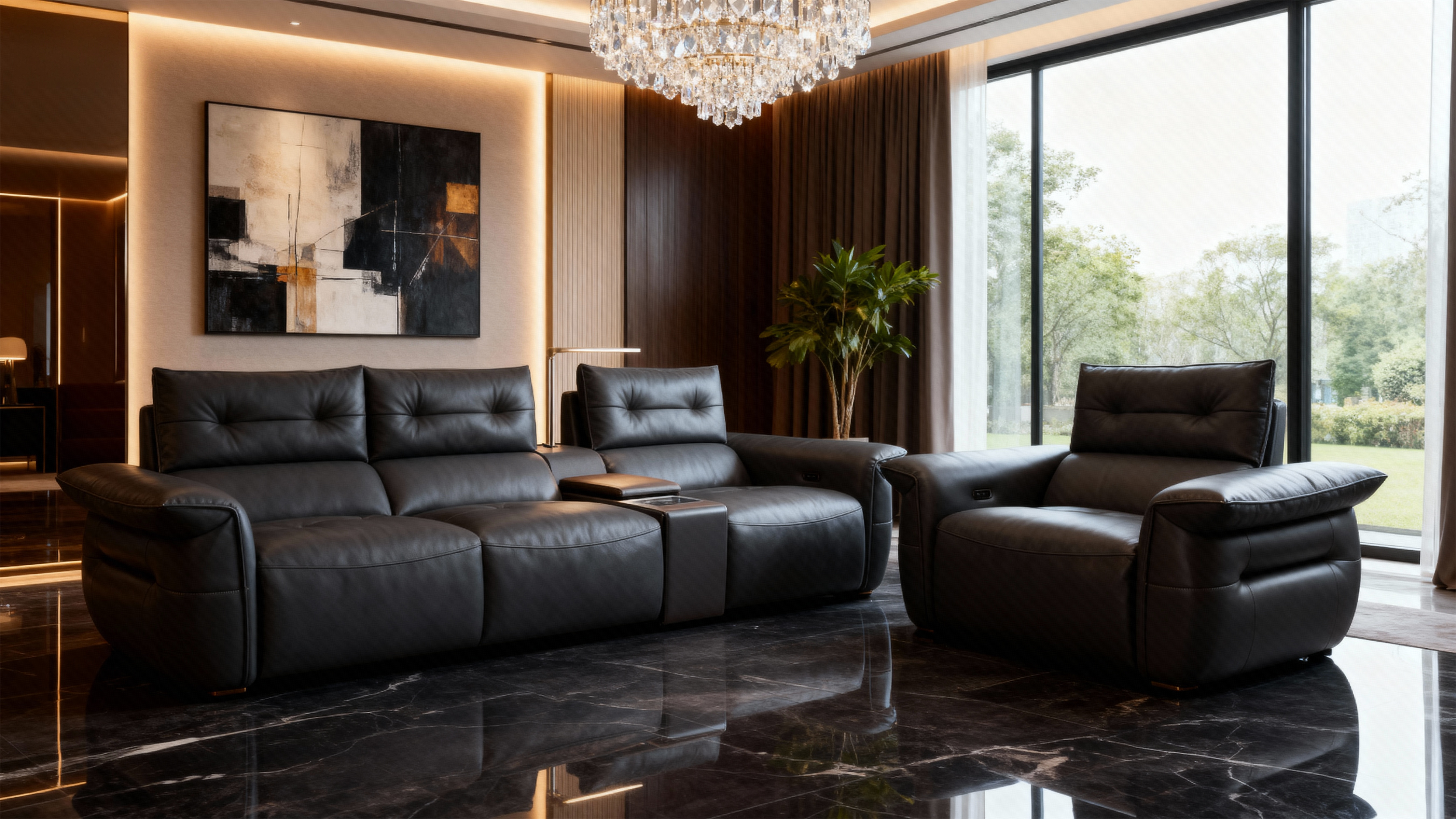 Modern Leather Recliner Sofa-4