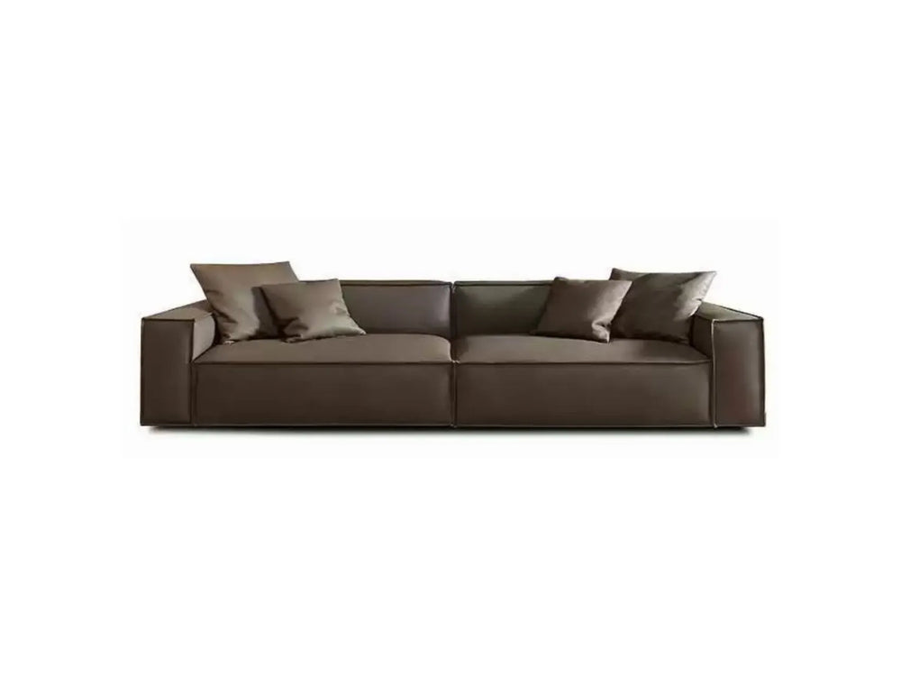 Napa Leather Solid Wood Down-Filled 4-Seater Sofa-3