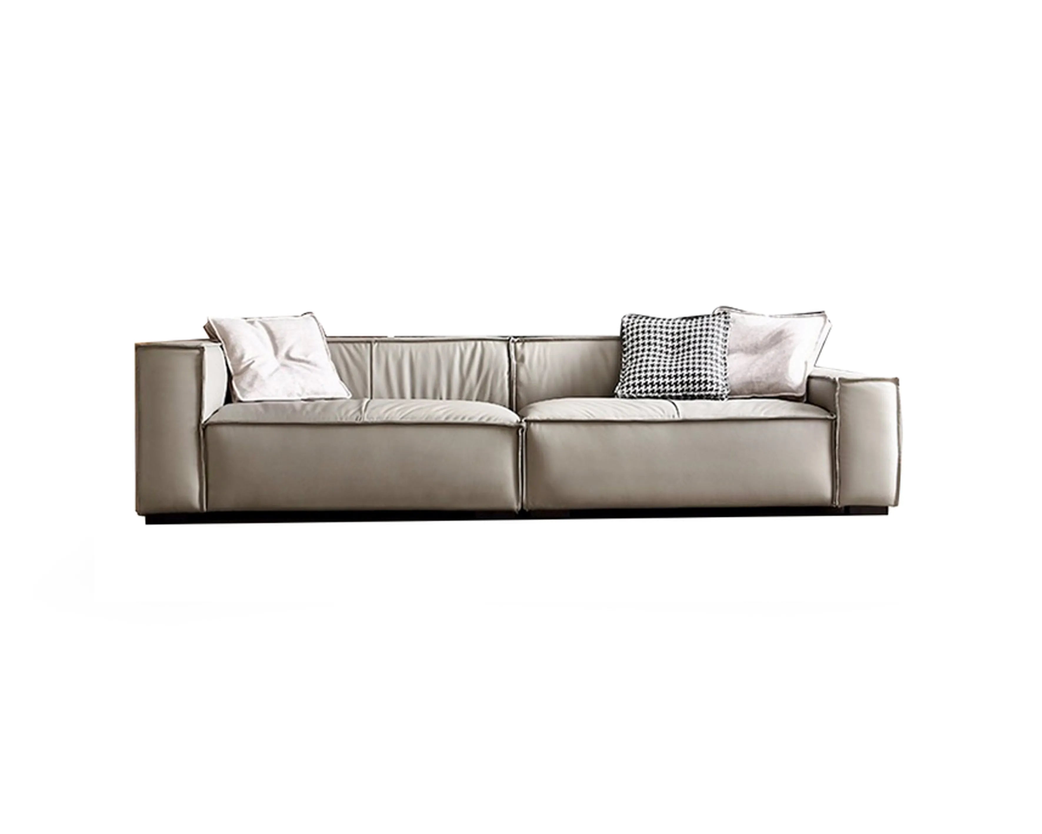 Napa Leather Solid Wood Down-Filled 4-Seater Sofa-4