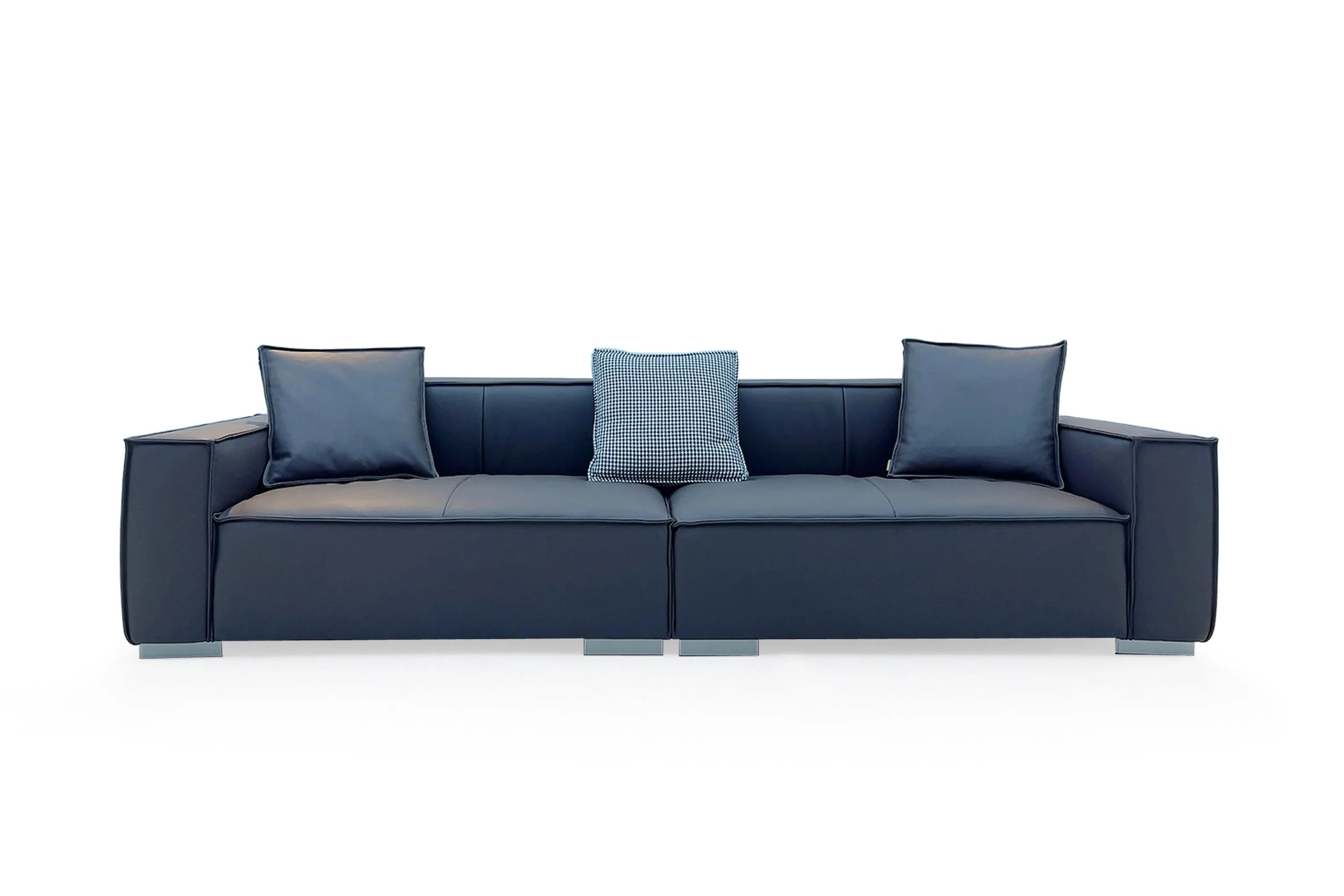 Napa Leather Solid Wood Down-Filled 4-Seater Sofa-1